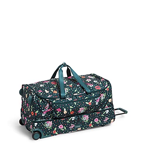 Vera Bradley womens Recycled Lighten Up Reactive Xl Foldable Rolling Duffle Luggage, Hope Blooms Teal, One Size US
