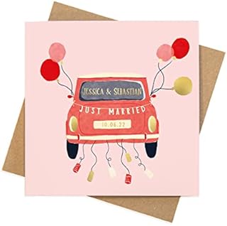 Personalised wedding card | luxury illustrated colour and foil square wedding greeting cards | Mr & Mrs Wedding cards congratulations couple recipient