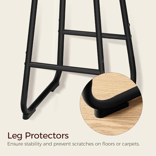 Kitchen Counter Bar Stools, Set of 2, Rustic Brown, Easy Assembly