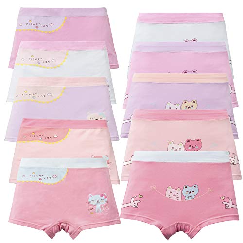 Reviews de Braguitas y pantalones interiores para Niña los preferidos por los clientes. 44 Core Pretty - Ropa interior de algodón para niñas, pantalones cortos suaves para niños pequeños (10 unidades), 2-12 años, FB, 8-12 Years