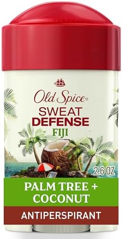 Old Spice Sweat Defense Antiperspirant & Deodorant for Men, 24/7 Ultimate Sweat Protection, Long Lasting Scent, Soft Solid, Fiji with Palm Tree + Coconut Scent, 2.6 oz