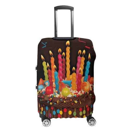 Happy Birthday Big Cake Elastic Luggage Cover Suitcase Protector for 19-32 Inch Suitcases | Universal Stretchable Travel Bag Cover | Anti-Scratch, Washable with Zipper Closure S4