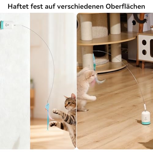 Migipaws Interaktives Katzenspielzeug mit starkem Saugnapf, 70 cm flexiblem Draht und DIY Biegedesign, Katzenangel mit Federn & Auto-Timer, Katzenspielzeug selbstbeschäftigung,wiederaufladbar – Bild 4