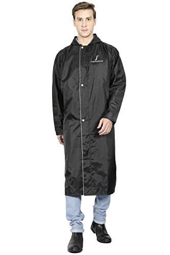 Image of FabSeasons Grey Reversible Waterproof Raincoat with Adjustable Hood and Reflector at Back for Night Visibility. Pack Contains Top, Bottom