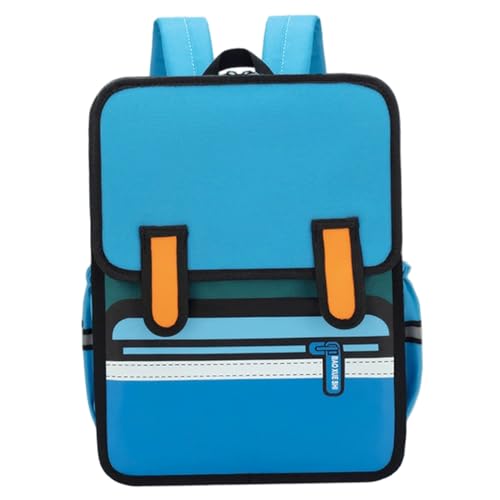 Sac à dos 2d bleu pour enfants de 3 à 10 ans imperméable