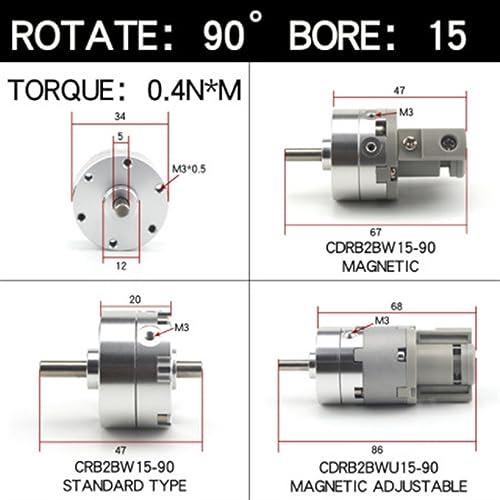 Cilindros oscilantes giratorios neumáticos serie CRB2BW30-90S de paletas mecánicas 3