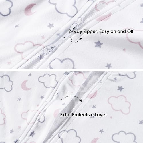 Image of PHF 3 Pack Warm Micro-Fleece Baby Sleep Sack 6-12 Months, Soft Baby Wearable Blanket, 2-Way Zipper Sleeping Bags, Comfy Toddler Sleeping Sack for Girls, Medium Size, Clouds