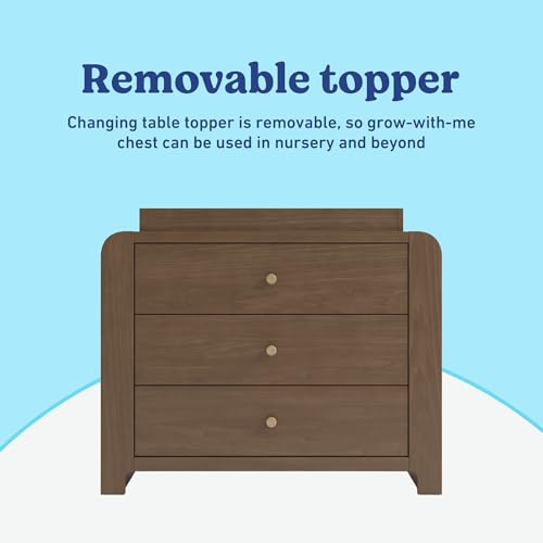 Image of Graco Read-with-Me 3 Drawer Chest with Bookshelves and Removable Changing Topper (Hazelnut with Driftwood) - GREENGUARD Gold Certified, Nursery & Kids' Bedroom Wood Chest with Spacious Storage