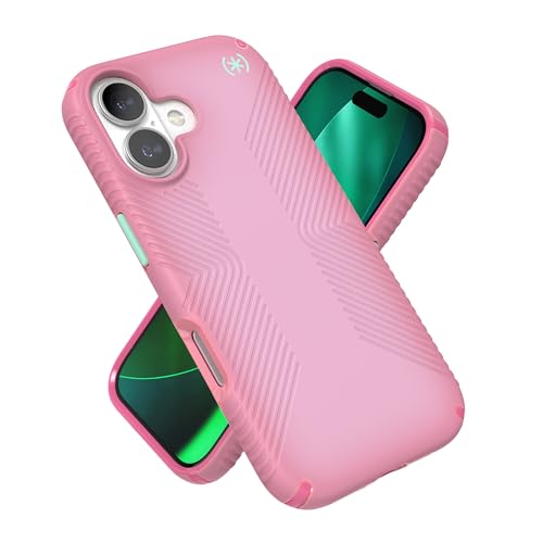 Image of Speck Presidio LUX Grip for iPhone 17 Case, MagSafe-Compatible, Slim Protective Case, IBIS Pink /Dark IBIS /KANOM Green