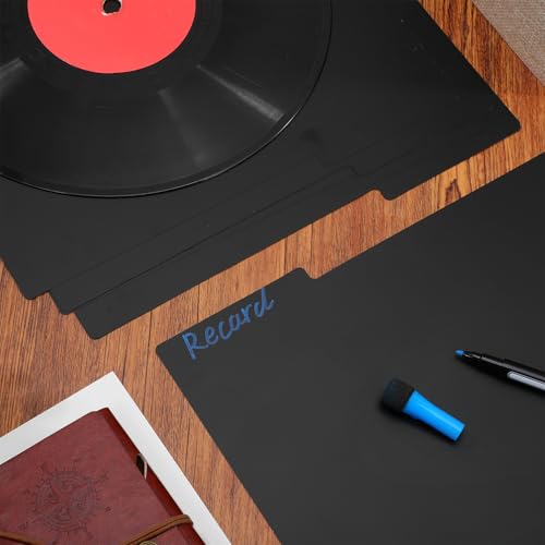 Divisor de Álbumes de Vinilo PVC Separador Negro de Discos de Música para Casa y Aula Pack de 8 5