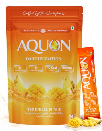 Image of AQUON Electrolyte Hydration Drink Mix, Tropical Punch, 24 Sachets