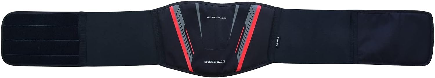 BLACKWILD Ceinture lombaire de moto | Crossroad Ceinture lombaire pour homme et femme | Noir et rouge | Stabilisation efficace des reins | Soutien lombaire | Ceinture de soutien dorsal, Noir , M