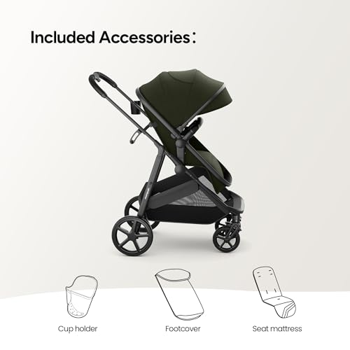 Image of Mompush Wiz 2 in 1 Baby Stroller with Infant Pramette Mode, One Hand Fold Convertible Newborn to Toddler Stroller with Reversible Seat and Large UPF 50+ Canopy