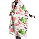  LINGF Bufanda suave y acogedora para mujer,bufandas de mujer transpirables a prueba de viento,semillas de sandía de frutas,bufanda grande de moda para mujer de 27 x 77 pulgadas