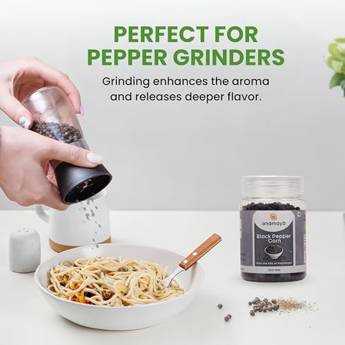 Image of Anamaya North-East India Black Pepper Corns | Black Pepper Whole or Sabut Kali Mirch | 100% Pure and Natural | Grown and Harvested in Meghalaya | Packed in a reusable Jar | 100 Gram