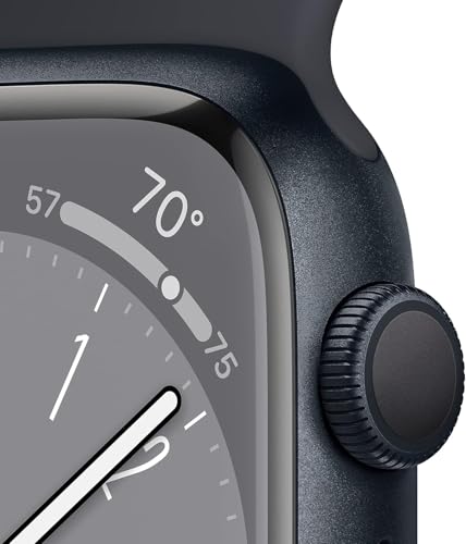 Image of Apple Watch Series 8 [GPS, 41mm] - Midnight Aluminum Case with Midnight Sport Band, S /M (Renewed) | S /M Size, Renewed