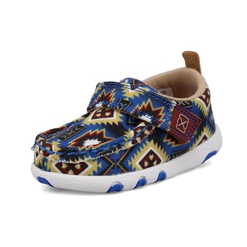 Twisted X Infant's Driving Moc, Moc Toe, Blue Multi Aztec, 6 M