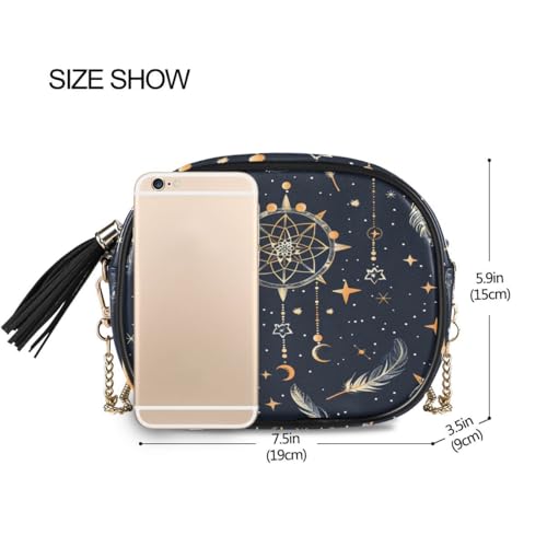 ALAZA Women's Dream Catcher and Stars PU Leather Crossbody Bag Shoulder Purse with Tassel3
