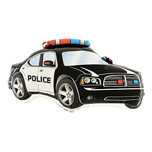 Toyland® 95cm (37") Black Police Car Shaped Foil Balloon - Children's Party Decorations