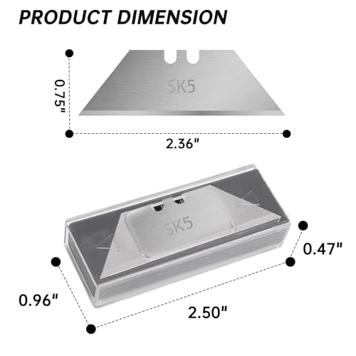 Image of Utility Knife Blades for Gerber Utility Knife, 20 Pack Replacement Blades, Durable SK5 Steel Heavy Duty Box Cutter, Non-Rusting with Plastic Case, for Most Standard Utility Knives