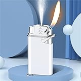  Briquet créatif et intéressant, matériau métallique, flamme oblique à 45°, briquet gonflable à flamme douce au gaz butane, taille de flamme réglable, adapté à la collection, aux bougies, aux feux de j