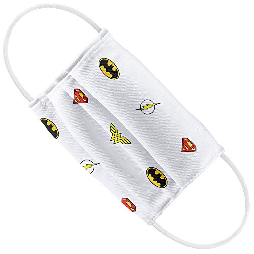 Popfunk Justice League Kids Small Logo Pattern 1-Ply Reusable Face Mask Covering with Adjustable Nose Wire