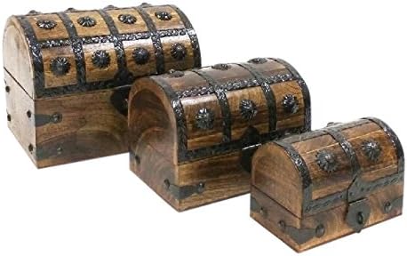 SAILORS SPECIAL SH23353S Chest Set of 3 Christmas & Thanks Giving Nested Pirate Chest Set, Fetching & Long-Lasting Home Decor,Gifts,
