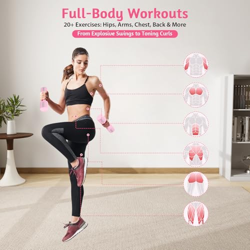 Ensemble Kettlebell Réglable, Alteres Musculation Femme - Haltère 1 kg, Disque Poids Musculation Réglables Kettlebell Rose (2-en-1) pour Fitness Féminin à la Maison – Image 6