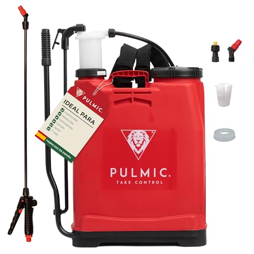 Pulmic Pulverizador Manual de Espalda 16L.Sulfatadora Profesional para Fumigar. Mochila de Pulverizar para Herbicida y Control de Plagas o Insecticida. Lanza Fibra de Vidrio 67cm. Fabricado en España.