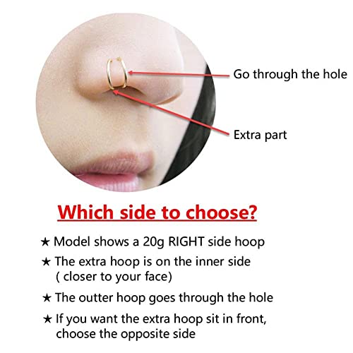 Fake Nose Ring, 20G Faux Piercing Jewelry 8Mm Fake Nose Ring Hoop For Faux Lip Septum Nose Ring Set #TOP6