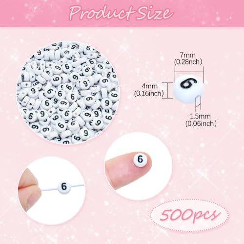 Image of Looconi 500pcs Number Beads 6 Plastic Beads 9 for Jewelry Making