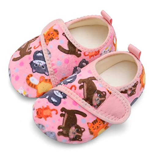 Xihalook Toddler Baby Girls Boys Grippy Slippers Winter Warm Socks Non-Slip House Shoes Pink Cat, 3.5-4.5 Infant #TOP1