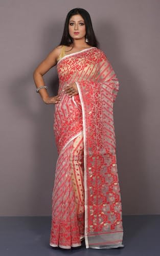 Bengal looms India Weaves of Elegance red pure silk saree in pure silk – image 2