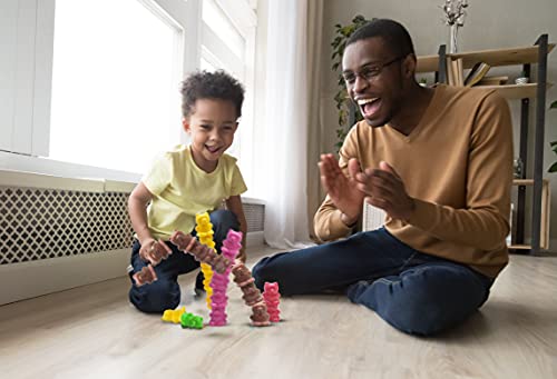 Skoolzy Rainbow Stacking Bears With Matching Sorting Cups 69 Piece Toys_And_Games Set For Baby, Kid, 60 Bear Counters, Scissor Tongs, Rainbow Cups, Storage Bag, Dice #TOP6
