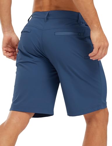 Image of TBMPOY Men's Golf Shorts Lightweight 5 Pockets Casual Dress Stretch Elastic Waist Quick Dry Flat Front Travel Shorts