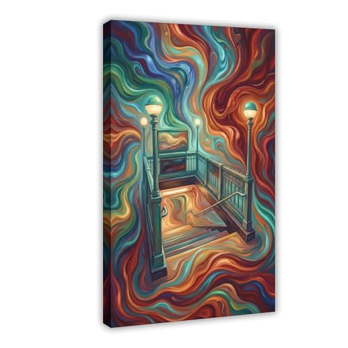 Poster New York métro abstrait toile psychédélique 40x61 cm pour la décoration murale de chambre
