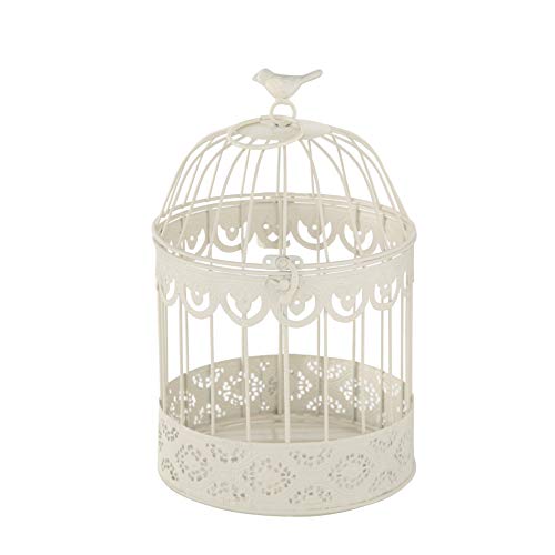 Farmers Market White Wire Bird Cages, Set Of 2, Decorative, Table Top Centerpieces, For Florals, Candles And More, Metal, Handmade, Rustic Vintage Style, 11.75 And 15 Inches Tall #TOP6