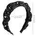 Ababalaya Black Puffy Hairband for Women and Teens - Solid Wide Satin Headband, Soft No-Teeth Hoop Hair Accessory