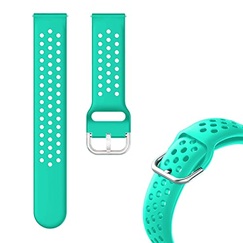 Image of ACM Watch Strap Silicone Belt 20mm Compatible with Garmin Venu Sq Smartwatch Breatheable Dot Band Turquoise