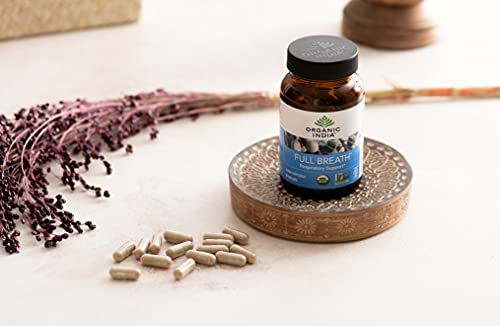 Organic India Full Breath Herbal Supplement - Respiratory & Immune Support Formula, Clear Breathing, Stress Relief, Adaptogen, Ayurvedic, Usda Certified Organic, Non-Gmo - 90 Capsules #TOP2
