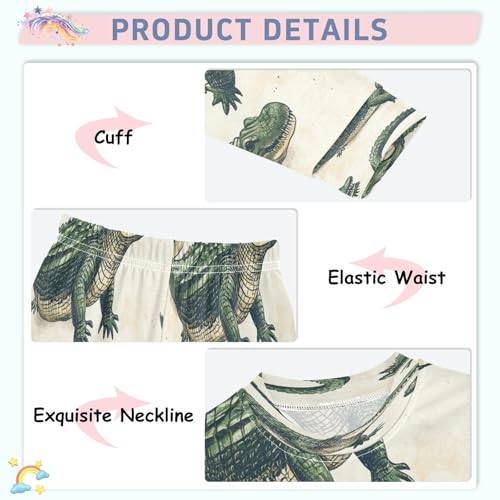 Pajama Sets Long Sleeve Alligator Pattern Print Design Soft Comfy Sleepwear 2 Piece PJS 3-8T4
