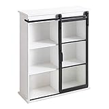 Kate and Laurel Barnhardt Decorative Wooden Wall Cabinet with Sliding Glass Door, 22' x 28', White,...
