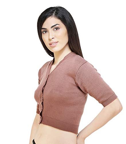 Image of Women Winter Wear V-Neck Half Sleeves Regular Fit Woollen Blouse