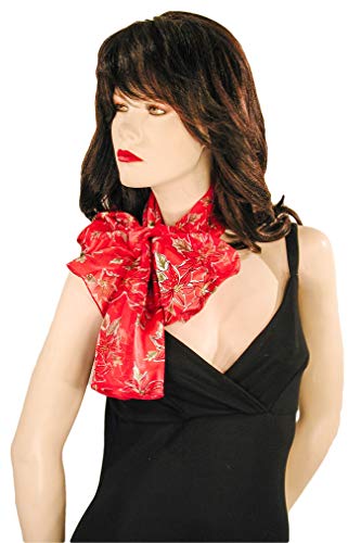 Red Poinsettia Christmas Scarf - W498RD3