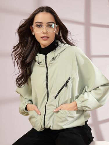 Image of CHKOKKO Sunscreen Jacket for Women Hooded Zipper Sports Jacket | UV Protection | Sun Protective | Lightweight Water Resistant | Riding Biker | Outdoor Travel Gym Running