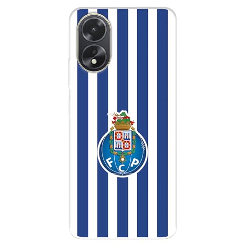 Capa para OPPO A38 - A18 de futebol clube porto escudo riscas tansparente para proteger o seu telemóvel. Capa de silicone flexível com licença oficial futebol clube porto