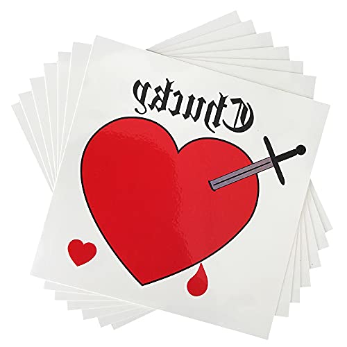 Bride of Chucky Heart Temporary Tattoos, 7-Pack Chucky Heart Tattoo Stickers, Perfect for Halloweeen Costume Parties Cosplay