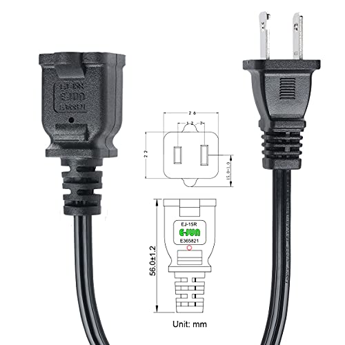 Vseer Polarized 2-Prong Male-Female Extension Power Cord Cable, Outlet Extension Cable Cord Us Ac 2-Prong Male/Female Power Cable 13A/125V,Nema 1-15P To 1-15R Cable Polarity (6Ft) #TOP3