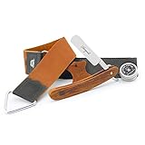 Leather Strop Shvaing Set Haryali London Kit de rasoir à gorge coupée - 3 pièces en bois - Kit de rasoir droit - Rasoir à gorge coupée - Strop d\'affûtage de rasoir - Composé d\'affûtage