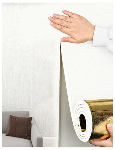 APMOE Placas Antihumedad, Papel Pintado Autoadhesivo Aislamiento Termico 5 mm IXPE Papel de Parede Calentador y Antifrío, Rollo de Aislamiento Interior Impermeable(Blanco,1 Roll)